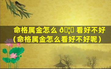 命格属金怎么 🦍 看好不好（命格属金怎么看好不好呢）